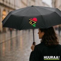 Regenschirm Vanuatu Flagge Herz 98cm Schwarz