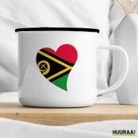 Emaille Tasse Vanuatu Flagge Herz 300ml Vintage
