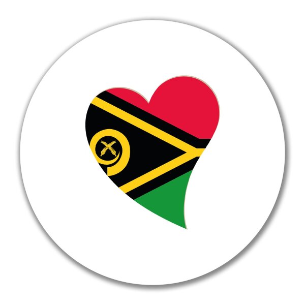 Aufkleber Vanuatu Flagge Herz 10cm rund