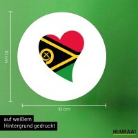Aufkleber Vanuatu Flagge Herz 10cm rund
