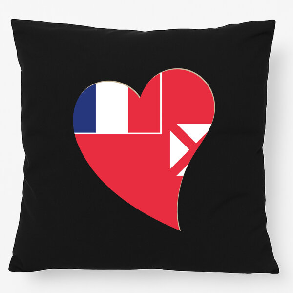 Kissen Wallis und Futuna Flagge Herz 40x40cm