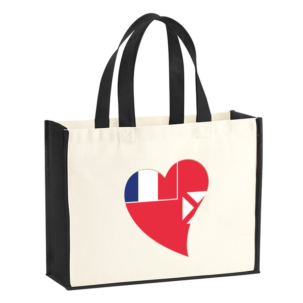 Jutetasche Wallis und Futuna Flagge Herz 21 Liter Black