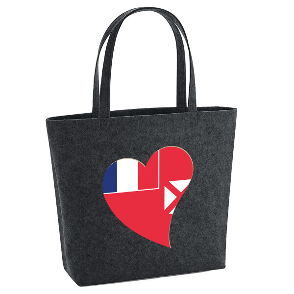 Filz Shopper Wallis und Futuna Flagge Herz 22 Liter