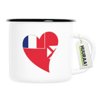 Emaille Tasse Wallis und Futuna Flagge Herz 300ml Vintage