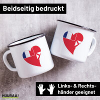 Emaille Tasse Wallis und Futuna Flagge Herz 300ml Vintage