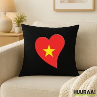 Kissen Vietnam Flagge Herz 40x40cm
