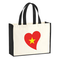 Jutetasche Vietnam Flagge Herz 21 Liter Black