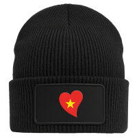 Beanie mit Patch Vietnam Flagge Herz Black