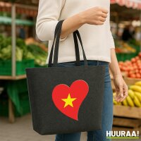 Filz Shopper Vietnam Flagge Herz 22 Liter