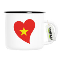 Emaille Tasse Vietnam Flagge Herz 300ml Vintage