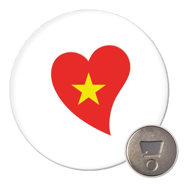 Magnet Vietnam Flagge Herz 59mm Kühlschrankmagnet