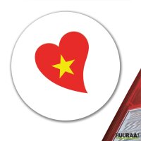 Aufkleber Vietnam Flagge Herz 10cm rund