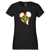 Damen T-Shirt Alderney Flagge Herz