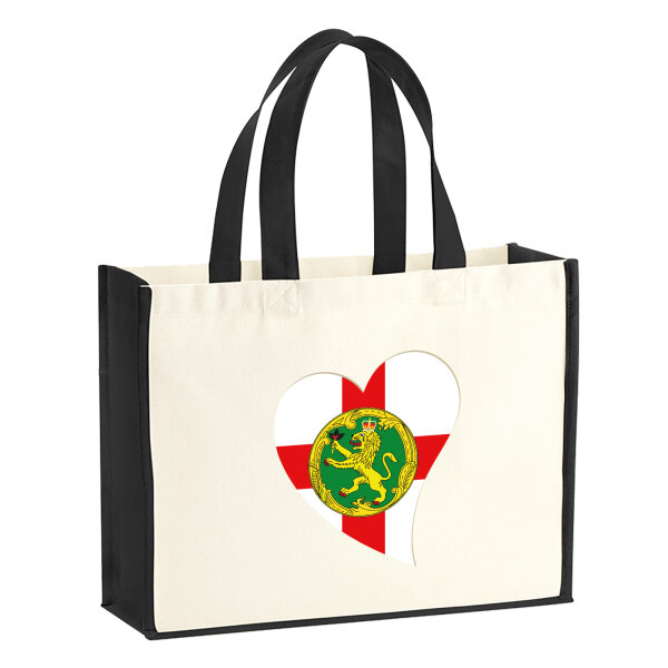 Jutetasche Alderney Flagge Herz 21 Liter Black