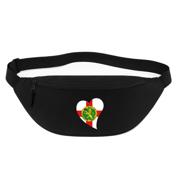 Bauchtasche Alderney Flagge Herz 2,5 Liter Black