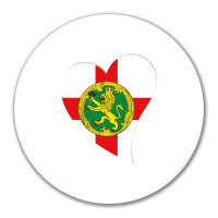 Aufkleber Alderney Flagge Herz 10cm rund