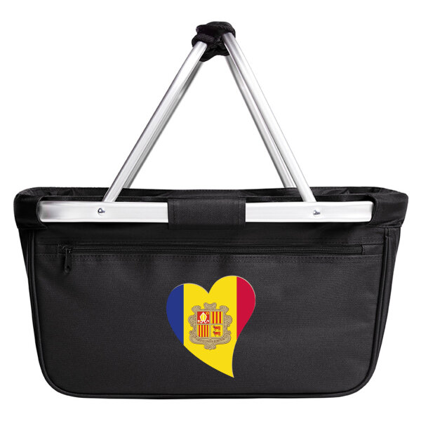 Einkaufskorb faltbar Andora Flagge Herz 20 Liter Black