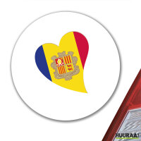 Aufkleber Andora Flagge Herz 10cm rund