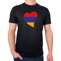 Herren T-Shirt Armenien Flagge Herz