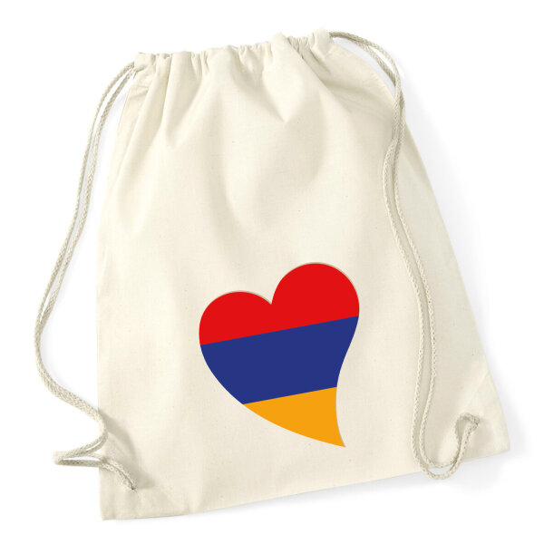 Turnbeutel Armenien Flagge Herz 12 Liter