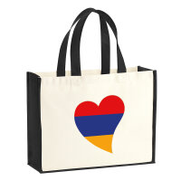 Jutetasche Armenien Flagge Herz 21 Liter Black