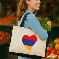 Jutetasche Armenien Flagge Herz 21 Liter Black