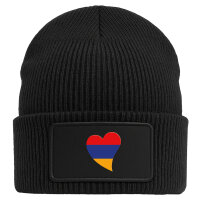 Beanie mit Patch Armenien Flagge Herz Black