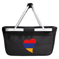 Einkaufskorb faltbar Armenien Flagge Herz 20 Liter Black
