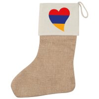 Weihnachtsstrumpf Armenien Flagge Herz Beige Jute