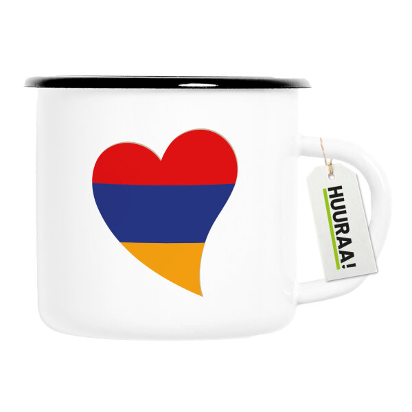 Emaille Tasse Armenien Flagge Herz 300ml Vintage