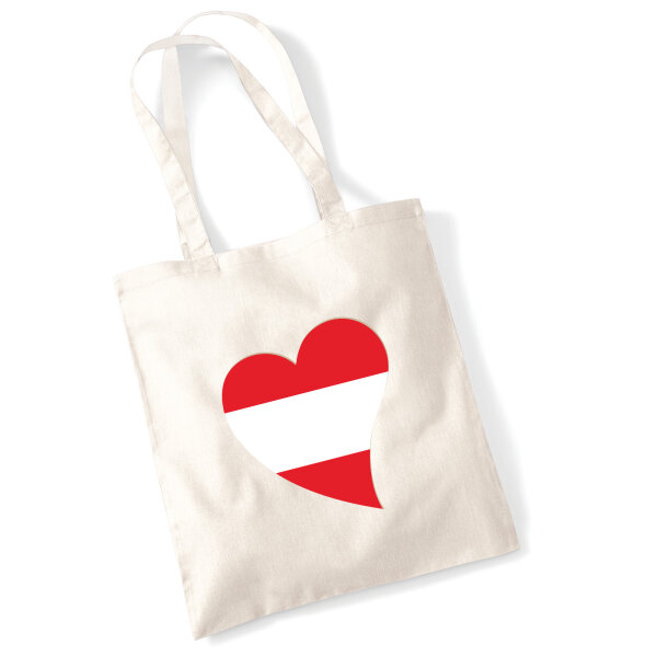 Jutebeutel Österreich Flagge Herz 10 Liter