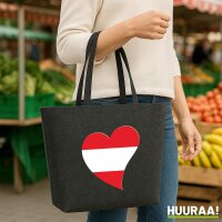 Filz Shopper Österreich Flagge Herz 22 Liter
