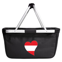 Einkaufskorb faltbar Österreich Flagge Herz 20 Liter...