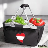Einkaufskorb faltbar Österreich Flagge Herz 20 Liter...