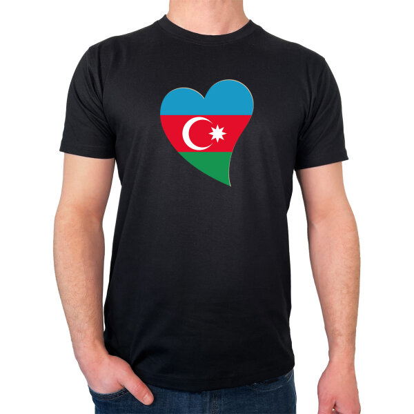 Herren T-Shirt Aserbaidschan Flagge Herz