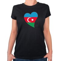 Damen T-Shirt Aserbaidschan Flagge Herz