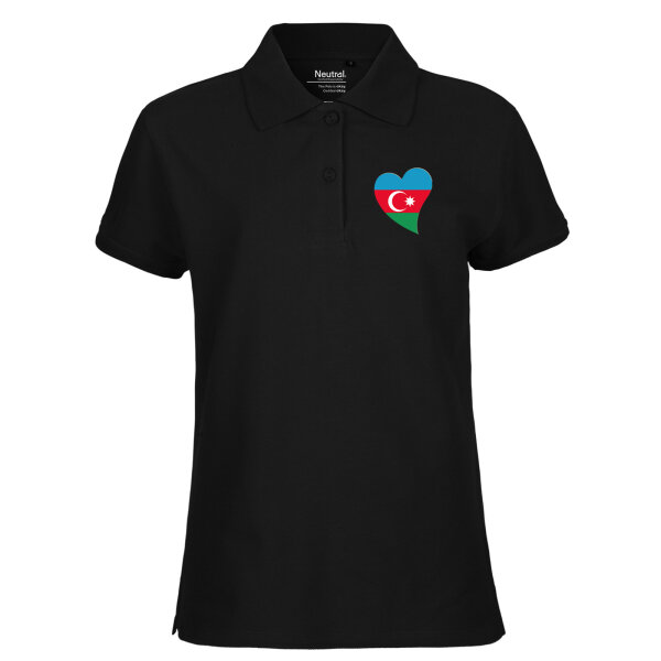 Damen Polo Shirt Aserbaidschan Flagge Herz
