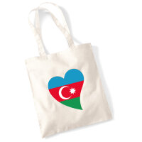 Jutebeutel Aserbaidschan Flagge Herz 10 Liter