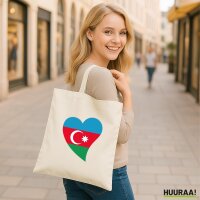 Jutebeutel Aserbaidschan Flagge Herz 10 Liter