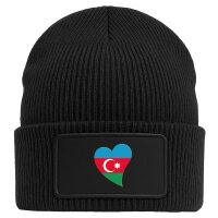 Beanie mit Patch Aserbaidschan Flagge Herz Black