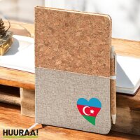 Notizbuch A5 Aserbaidschan Flagge Herz 80 Blatt inkl....