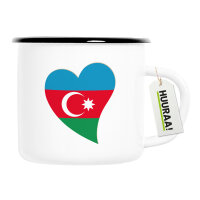 Emaille Tasse Aserbaidschan Flagge Herz 300ml Vintage