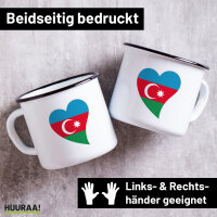 Emaille Tasse Aserbaidschan Flagge Herz 300ml Vintage
