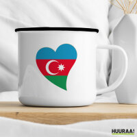 Emaille Tasse Aserbaidschan Flagge Herz 300ml Vintage