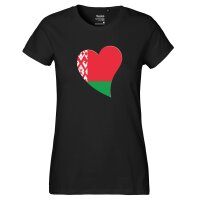 Damen T-Shirt Belarus Flagge Herz