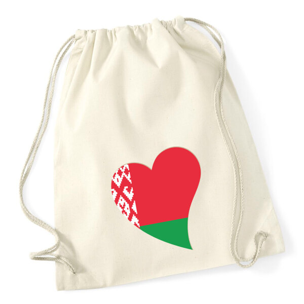 Turnbeutel Belarus Flagge Herz 12 Liter