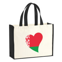 Jutetasche Belarus Flagge Herz 21 Liter Black