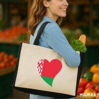 Jutetasche Belarus Flagge Herz 21 Liter Black