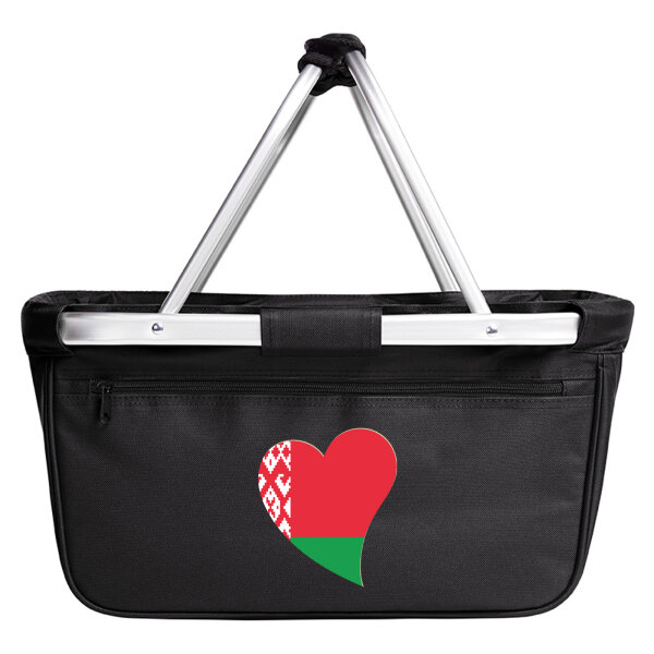 Einkaufskorb faltbar Belarus Flagge Herz 20 Liter Black