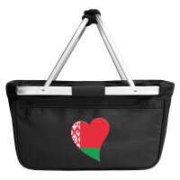 Einkaufskorb faltbar Belarus Flagge Herz 20 Liter Black